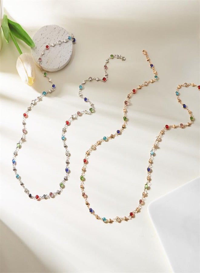 ANGLEQUEEN Lariat Necklace for Women Dainty Gold Long Necklaces Trendy Y-Shaped Pendant Necklace Layered Beaded Chain Necklaces (S) - Image 5